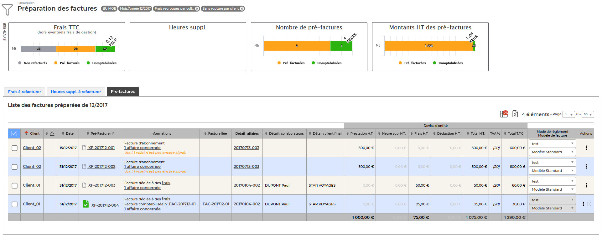 Gestion de la facturation